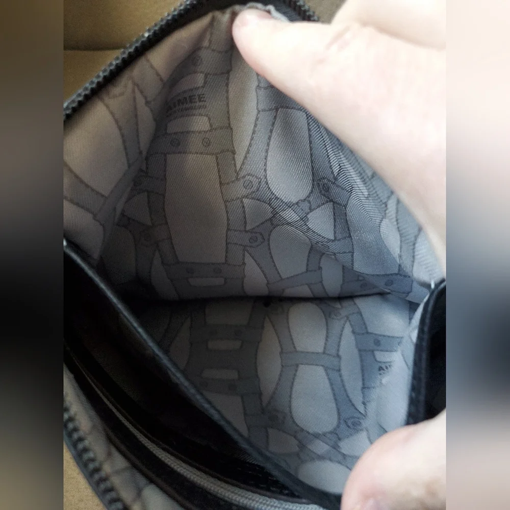 Aimee Kestenberg Wristlet and Clutch Black Leather with Zipper Closure